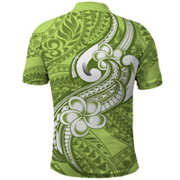 Polynesia Polo Shirt Plumeria With Tribal Pattern Green Pastel Vibes - Wonder Print Shop