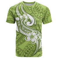 Polynesia T Shirt Plumeria With Tribal Pattern Green Pastel Vibes - Wonder Print Shop