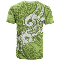Polynesia T Shirt Plumeria With Tribal Pattern Green Pastel Vibes - Wonder Print Shop
