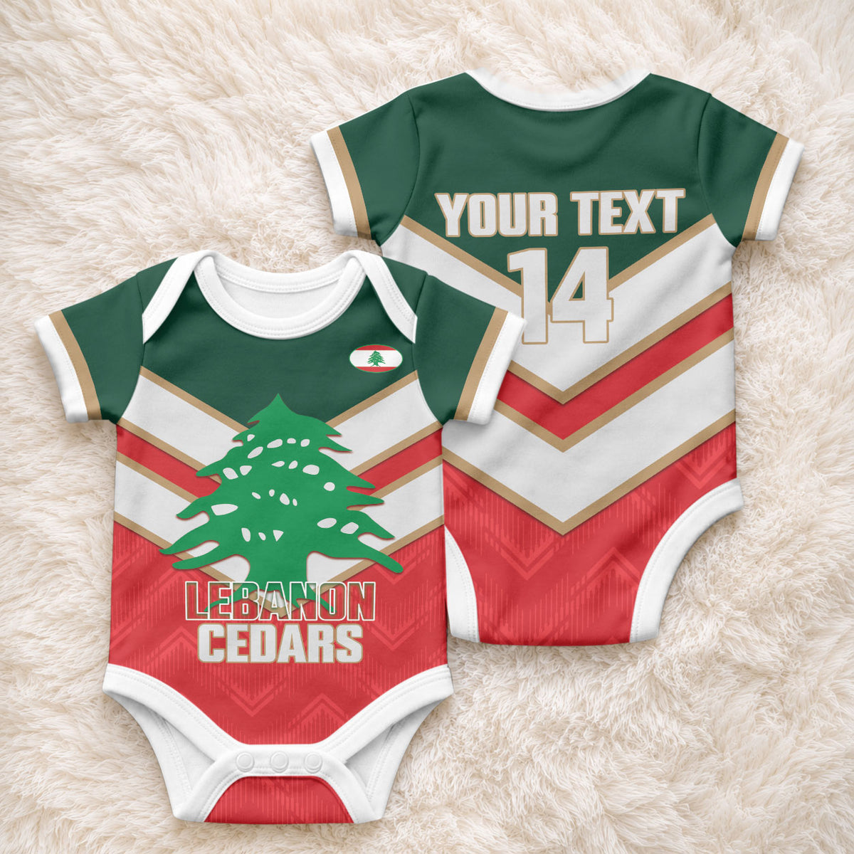 Custom Rugby Lebanon Baby Onesie 2026 Go Cedars