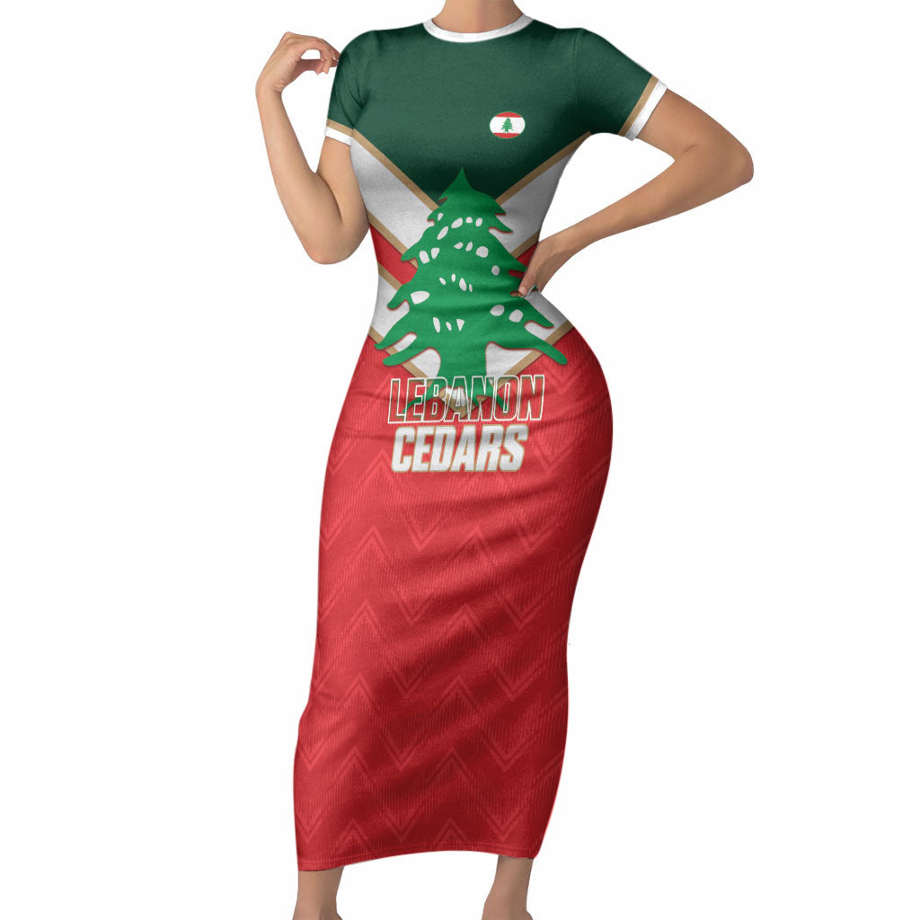 Custom Rugby Lebanon Short Sleeve Bodycon Dress 2026 Go Cedars