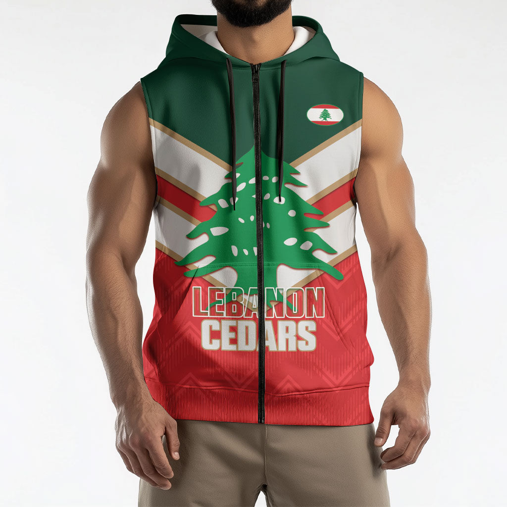 Custom Rugby Lebanon Sleeveless Zip Hoodie 2026 Go Cedars