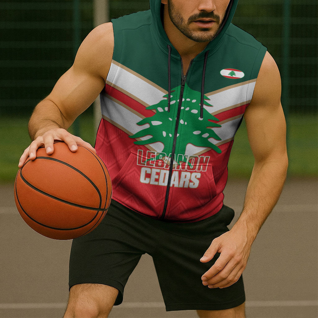 Custom Rugby Lebanon Sleeveless Zip Hoodie 2026 Go Cedars