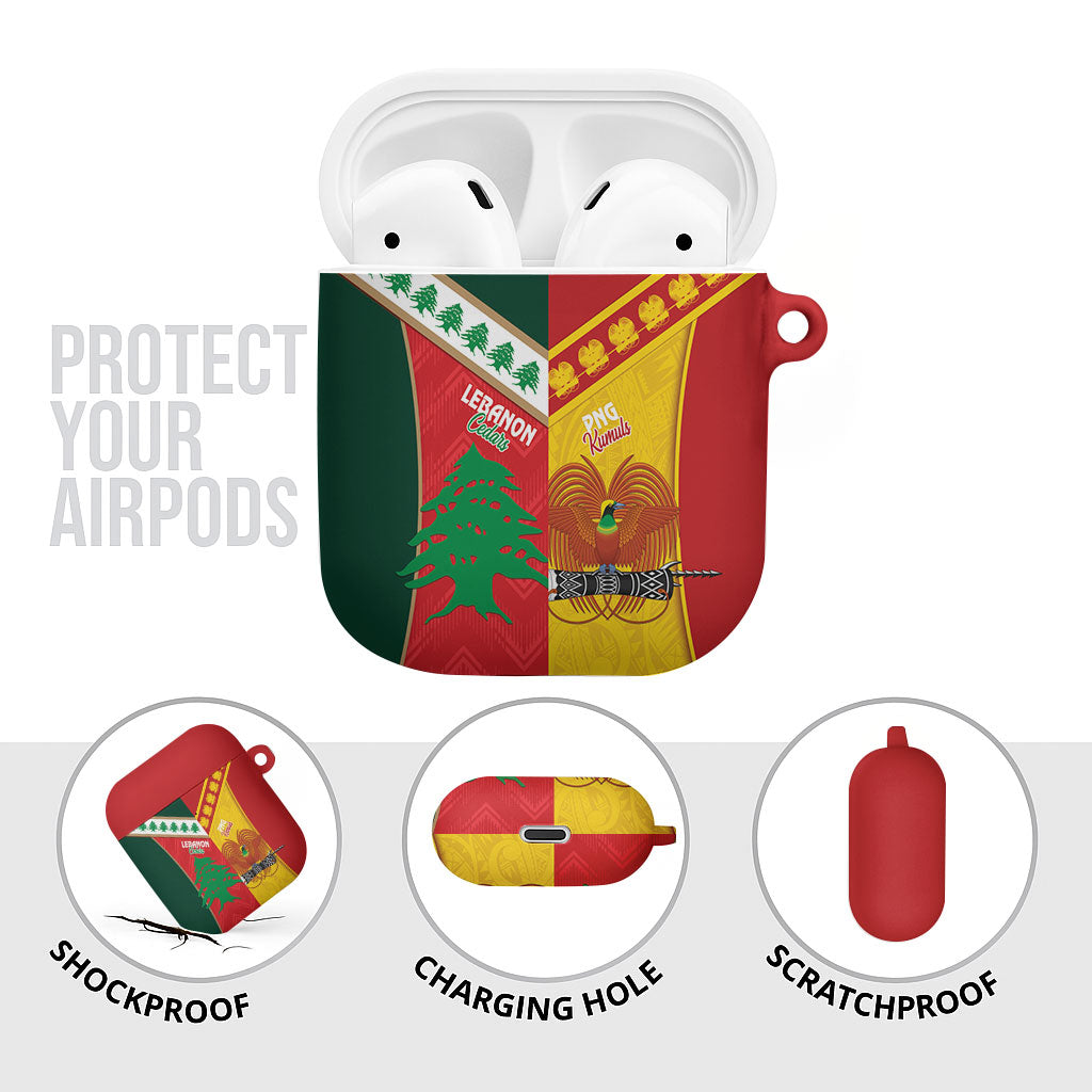Rugby Papua New Guinea and Lebanon AirPods Case PNG Kumuls Cedars Together