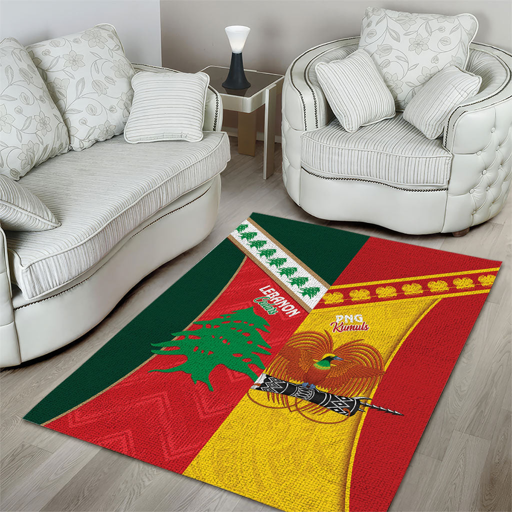 Rugby Papua New Guinea and Lebanon Area Rug PNG Kumuls Cedars Together