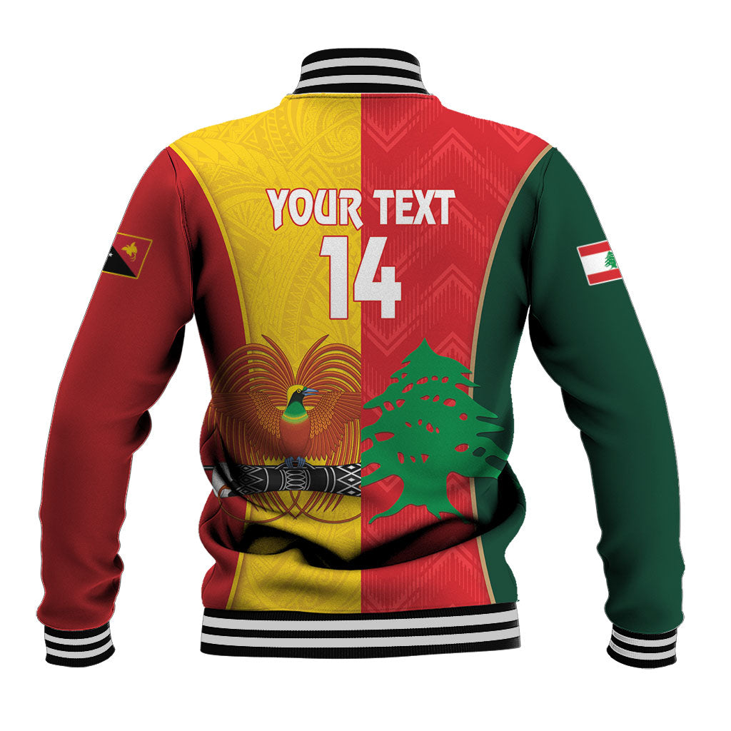 Custom Rugby Papua New Guinea and Lebanon Baseball Jacket PNG Kumuls Cedars Together