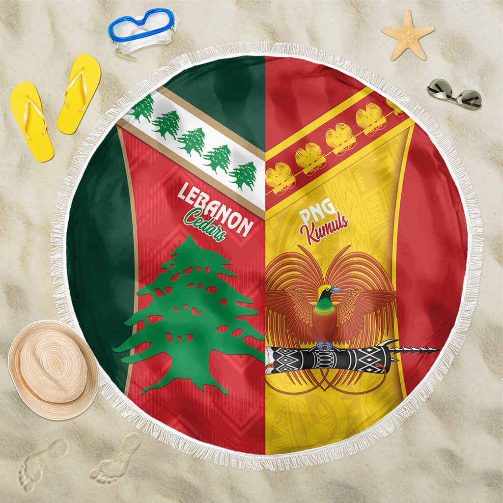 Rugby Papua New Guinea and Lebanon Beach Blanket PNG Kumuls Cedars Together