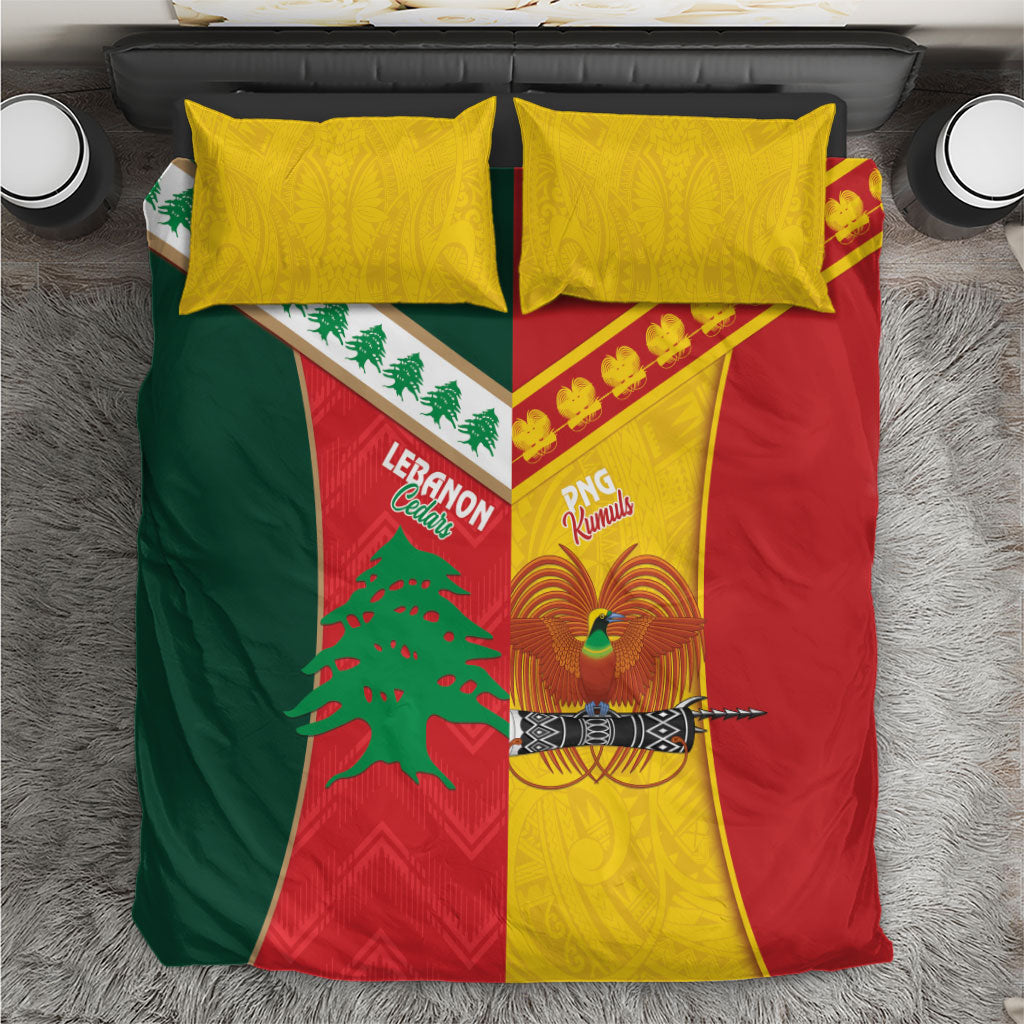 Rugby Papua New Guinea and Lebanon Bedding Set PNG Kumuls Cedars Together