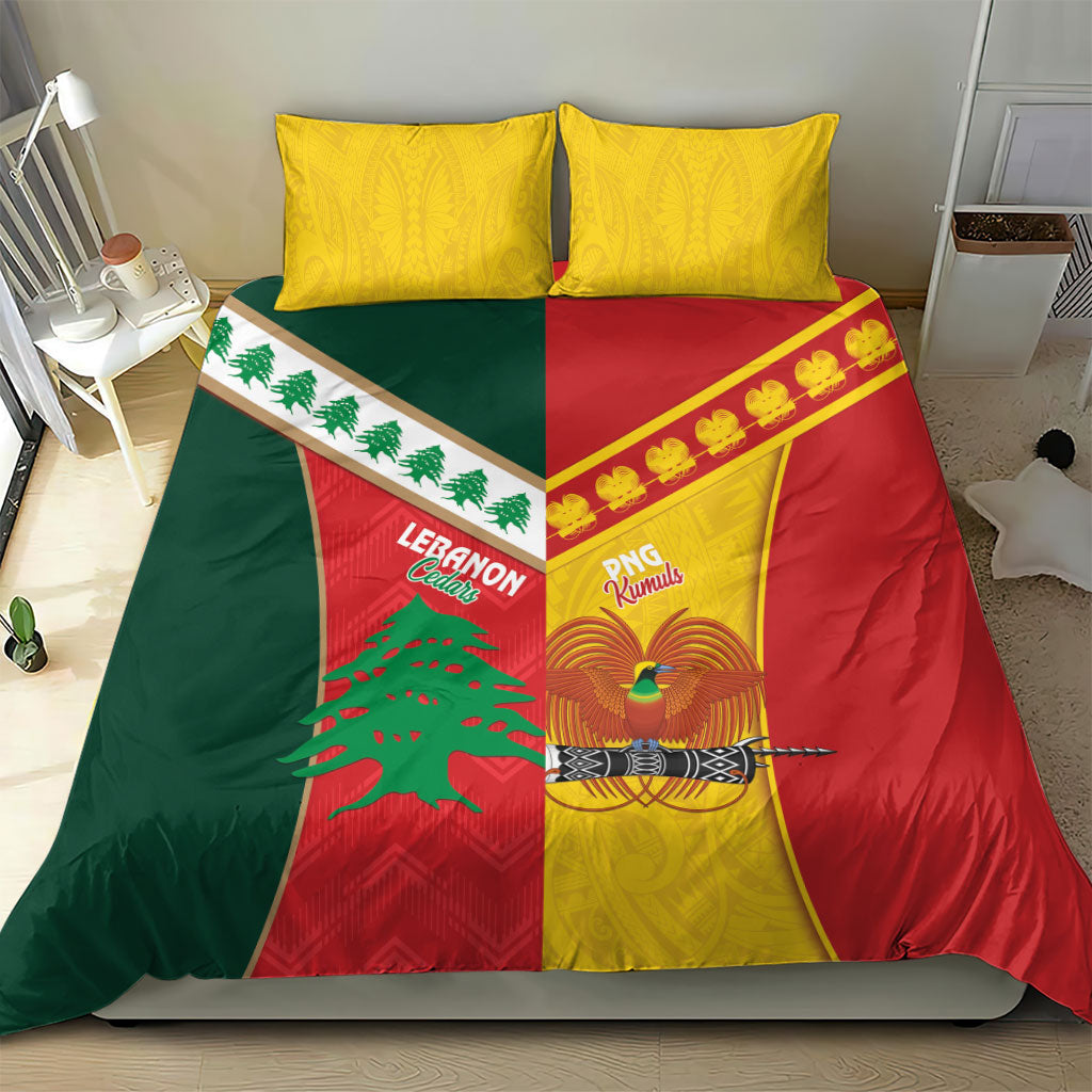 Rugby Papua New Guinea and Lebanon Bedding Set PNG Kumuls Cedars Together