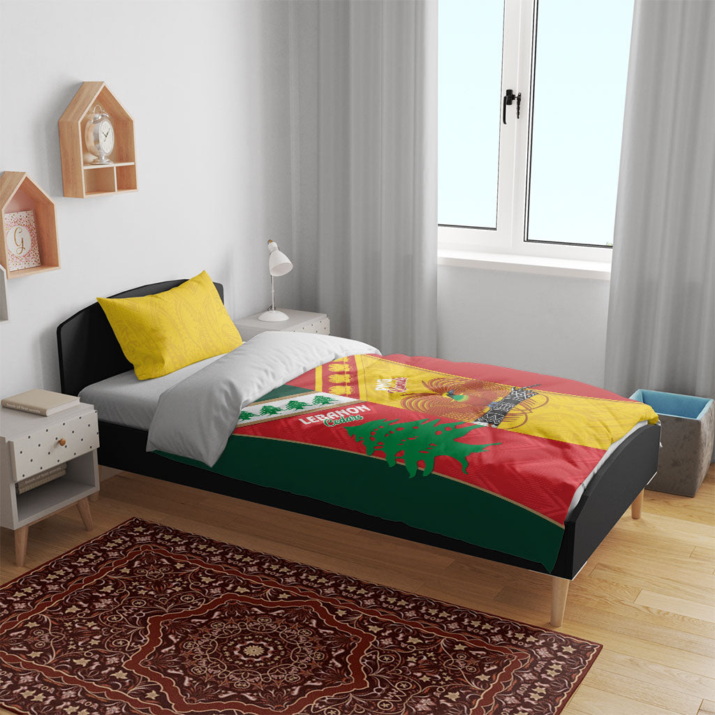 Rugby Papua New Guinea and Lebanon Bedding Set PNG Kumuls Cedars Together