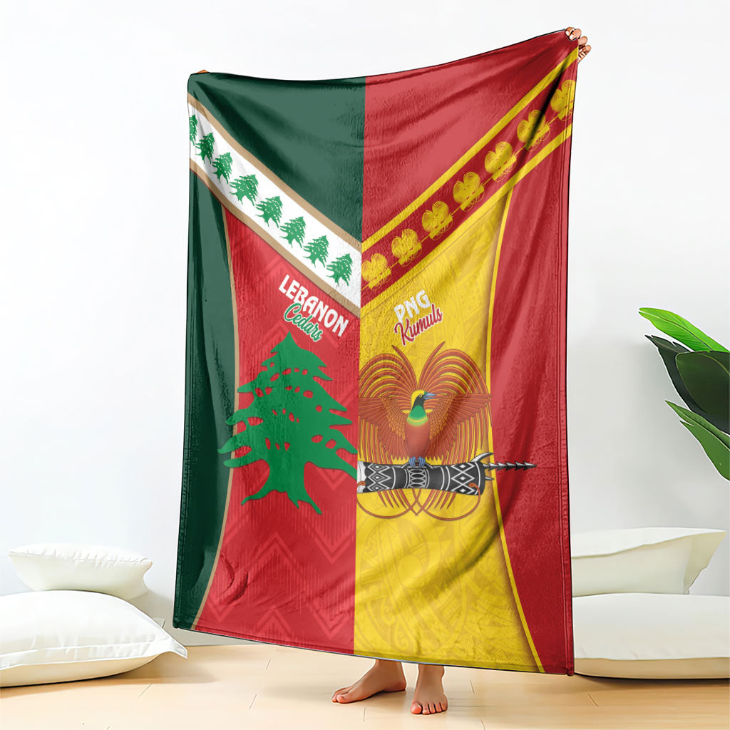 Rugby Papua New Guinea and Lebanon Blanket PNG Kumuls Cedars Together