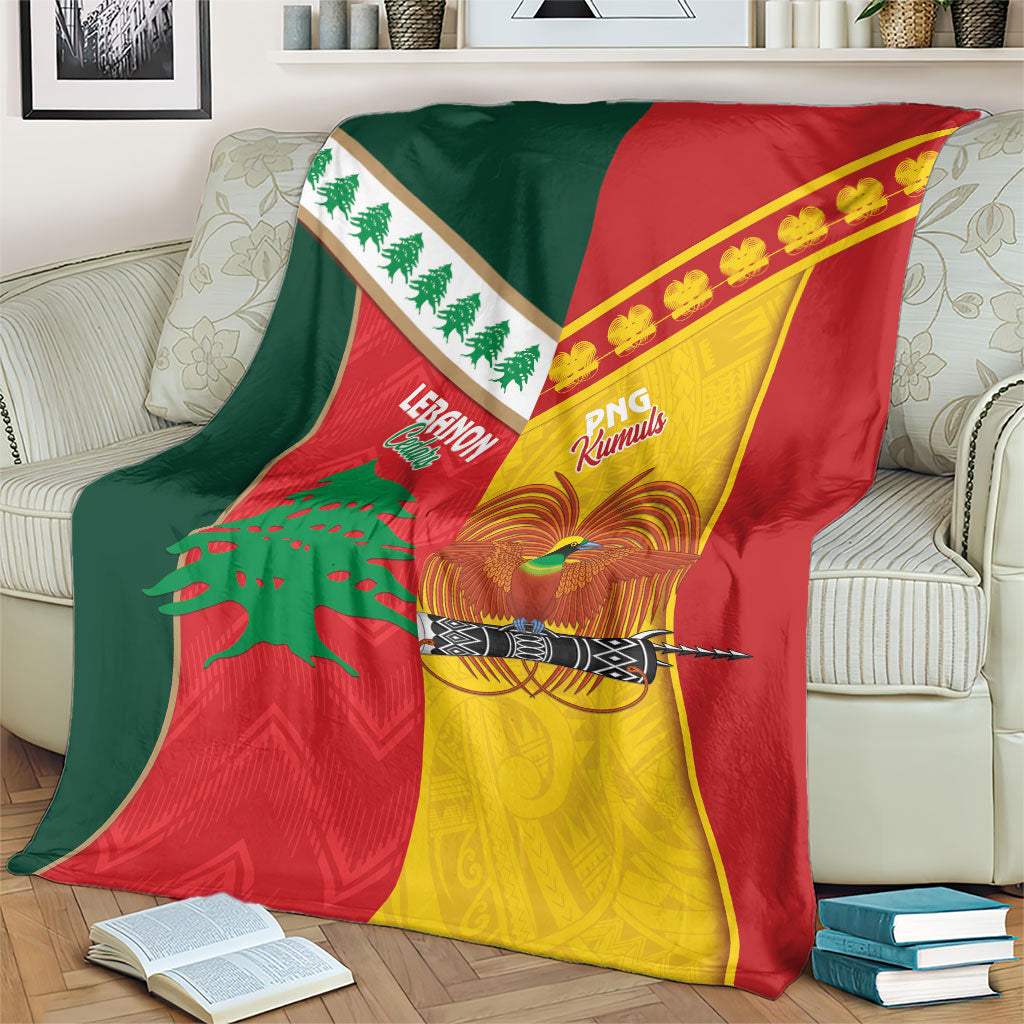 Rugby Papua New Guinea and Lebanon Blanket PNG Kumuls Cedars Together