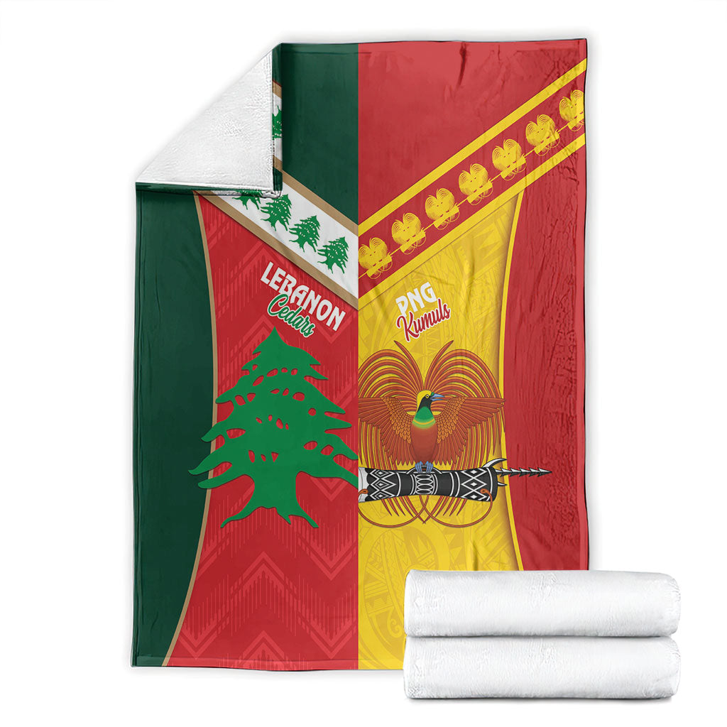 Rugby Papua New Guinea and Lebanon Blanket PNG Kumuls Cedars Together