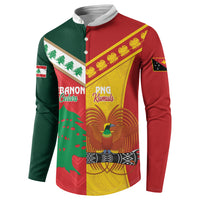 Custom Rugby Papua New Guinea and Lebanon Button Sweatshirt PNG Kumuls Cedars Together
