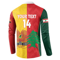 Custom Rugby Papua New Guinea and Lebanon Button Sweatshirt PNG Kumuls Cedars Together