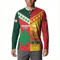 Custom Rugby Papua New Guinea and Lebanon Button Sweatshirt PNG Kumuls Cedars Together