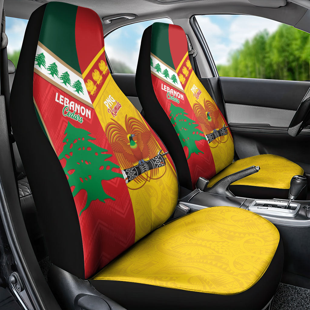Rugby Papua New Guinea and Lebanon Car Seat Cover PNG Kumuls Cedars Together