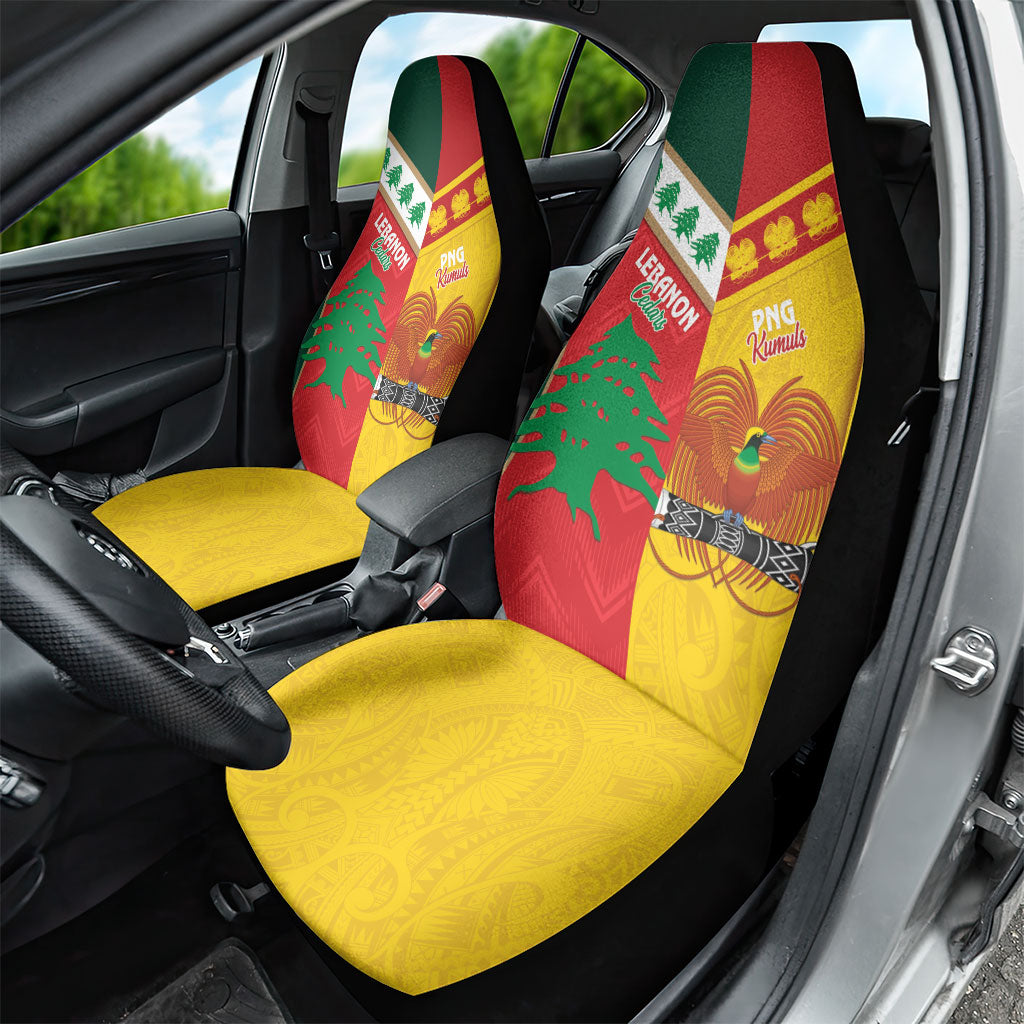 Rugby Papua New Guinea and Lebanon Car Seat Cover PNG Kumuls Cedars Together