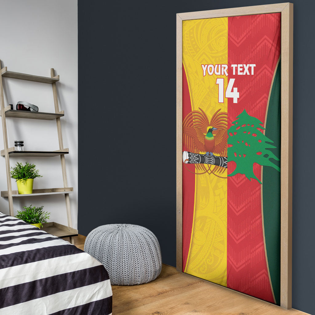 Custom Rugby Papua New Guinea and Lebanon Door Cover PNG Kumuls Cedars Together
