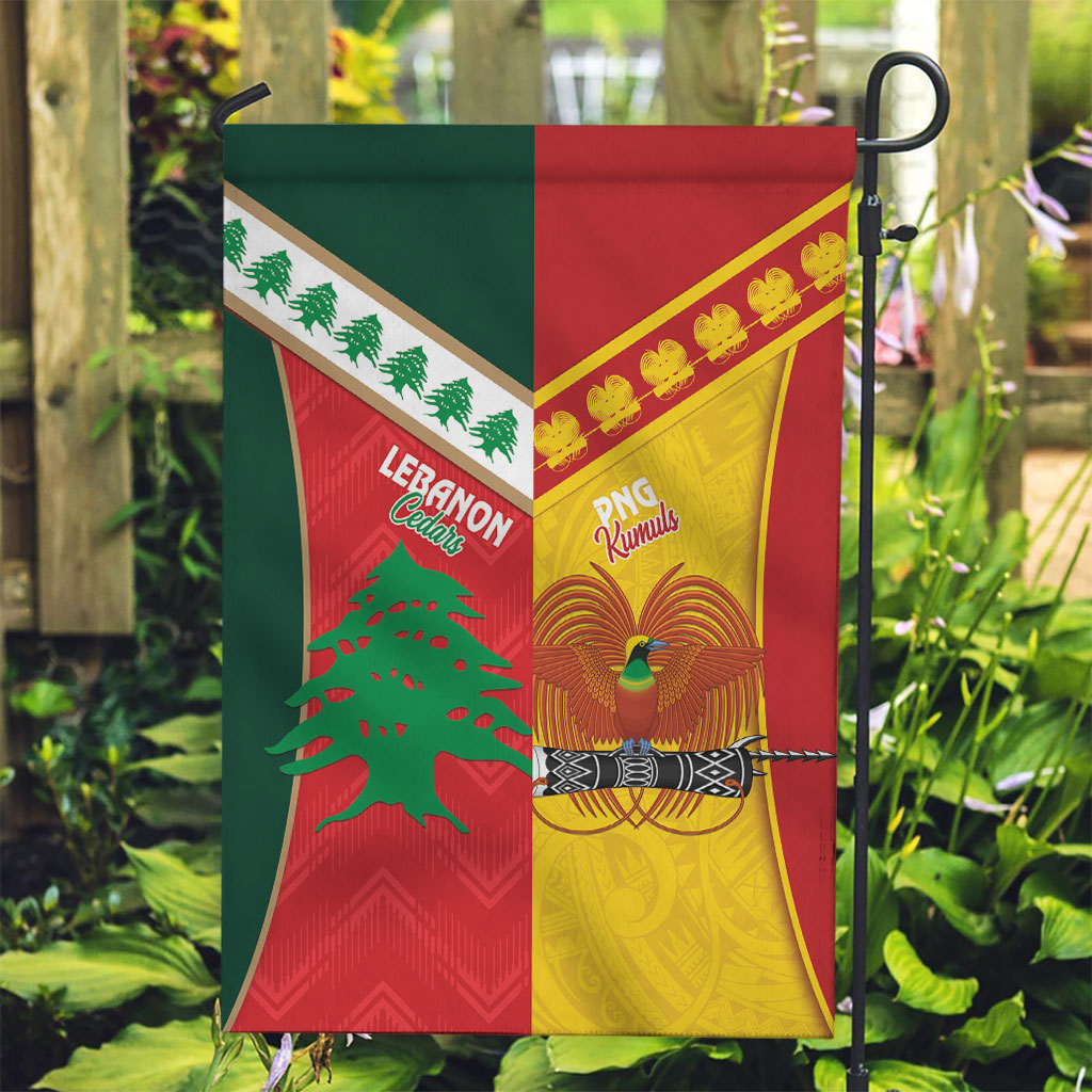 Rugby Papua New Guinea and Lebanon Garden Flag PNG Kumuls Cedars Together