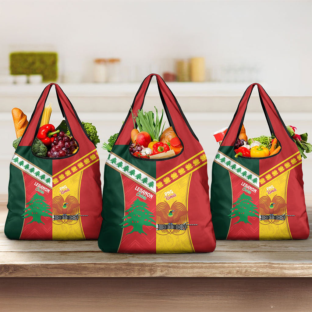 Rugby Papua New Guinea and Lebanon Grocery Bag PNG Kumuls Cedars Together