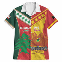 Custom Rugby Papua New Guinea and Lebanon Hawaiian Shirt PNG Kumuls Cedars Together