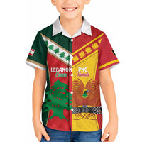 Custom Rugby Papua New Guinea and Lebanon Hawaiian Shirt PNG Kumuls Cedars Together