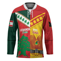 Custom Rugby Papua New Guinea and Lebanon Hockey Jersey PNG Kumuls Cedars Together