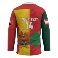 Custom Rugby Papua New Guinea and Lebanon Hockey Jersey PNG Kumuls Cedars Together