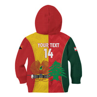 Custom Rugby Papua New Guinea and Lebanon Kid Hoodie PNG Kumuls Cedars Together