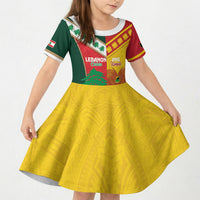 Custom Rugby Papua New Guinea and Lebanon Kid Short Sleeve Dress PNG Kumuls Cedars Together