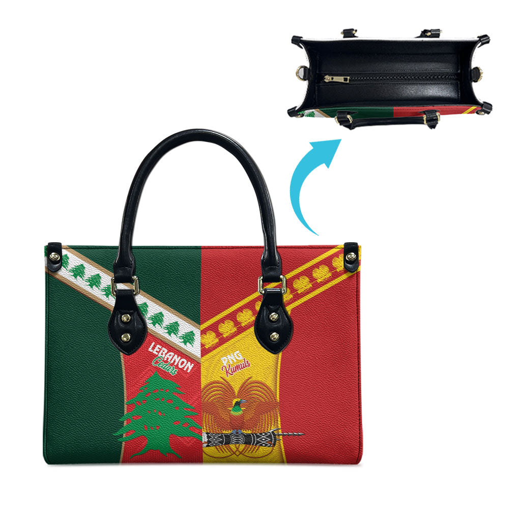 Rugby Papua New Guinea and Lebanon Leather Bag PNG Kumuls Cedars Together