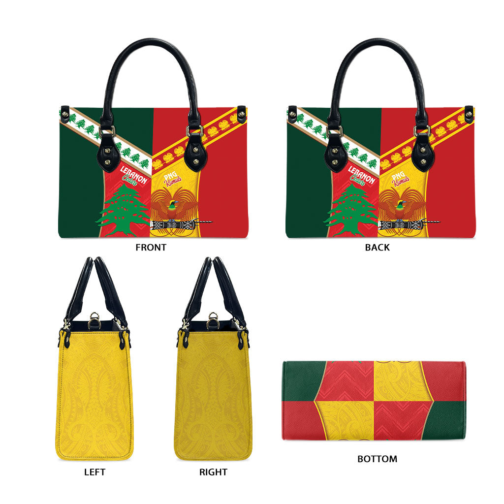 Rugby Papua New Guinea and Lebanon Leather Bag PNG Kumuls Cedars Together