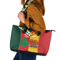 Rugby Papua New Guinea and Lebanon Leather Tote Bag PNG Kumuls Cedars Together