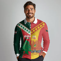 Custom Rugby Papua New Guinea and Lebanon Long Sleeve Polo Shirt PNG Kumuls Cedars Together