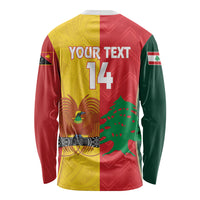 Custom Rugby Papua New Guinea and Lebanon Long Sleeve Shirt PNG Kumuls Cedars Together