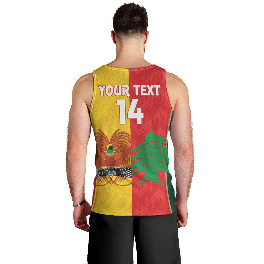 Custom Rugby Papua New Guinea and Lebanon Men Tank Top PNG Kumuls Cedars Together