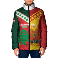 Custom Rugby Papua New Guinea and Lebanon Padded Jacket PNG Kumuls Cedars Together