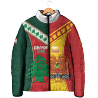Custom Rugby Papua New Guinea and Lebanon Padded Jacket PNG Kumuls Cedars Together