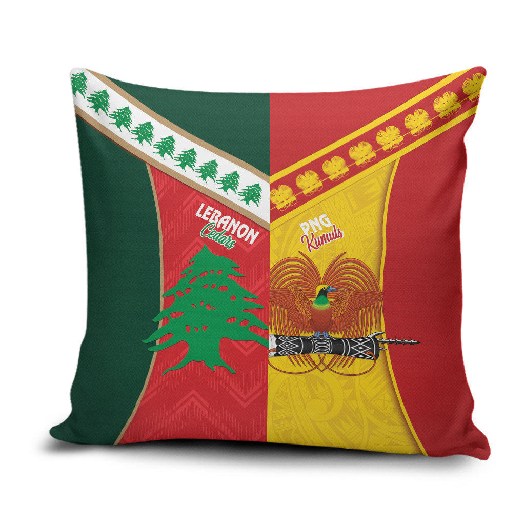 Rugby Papua New Guinea and Lebanon Pillow Cover PNG Kumuls Cedars Together