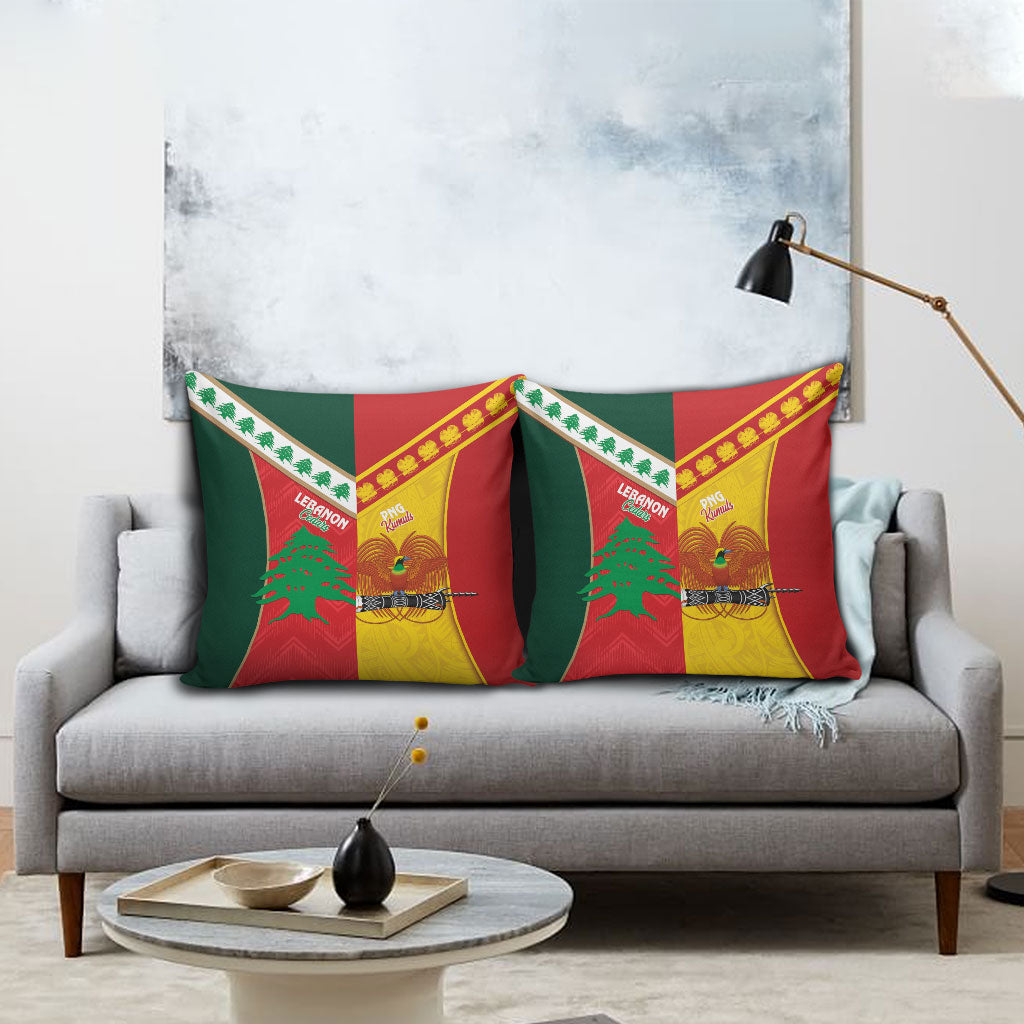 Rugby Papua New Guinea and Lebanon Pillow Cover PNG Kumuls Cedars Together