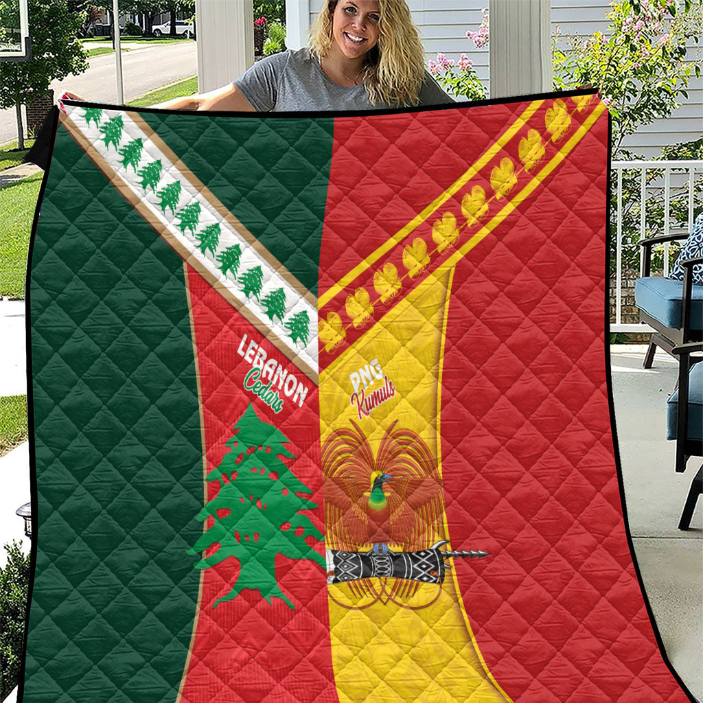 Rugby Papua New Guinea and Lebanon Quilt PNG Kumuls Cedars Together