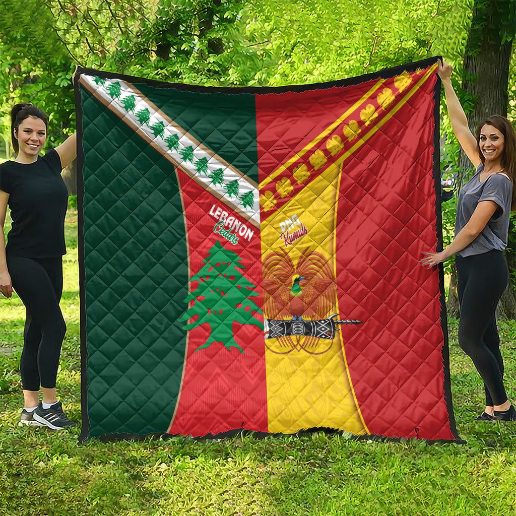 Rugby Papua New Guinea and Lebanon Quilt PNG Kumuls Cedars Together