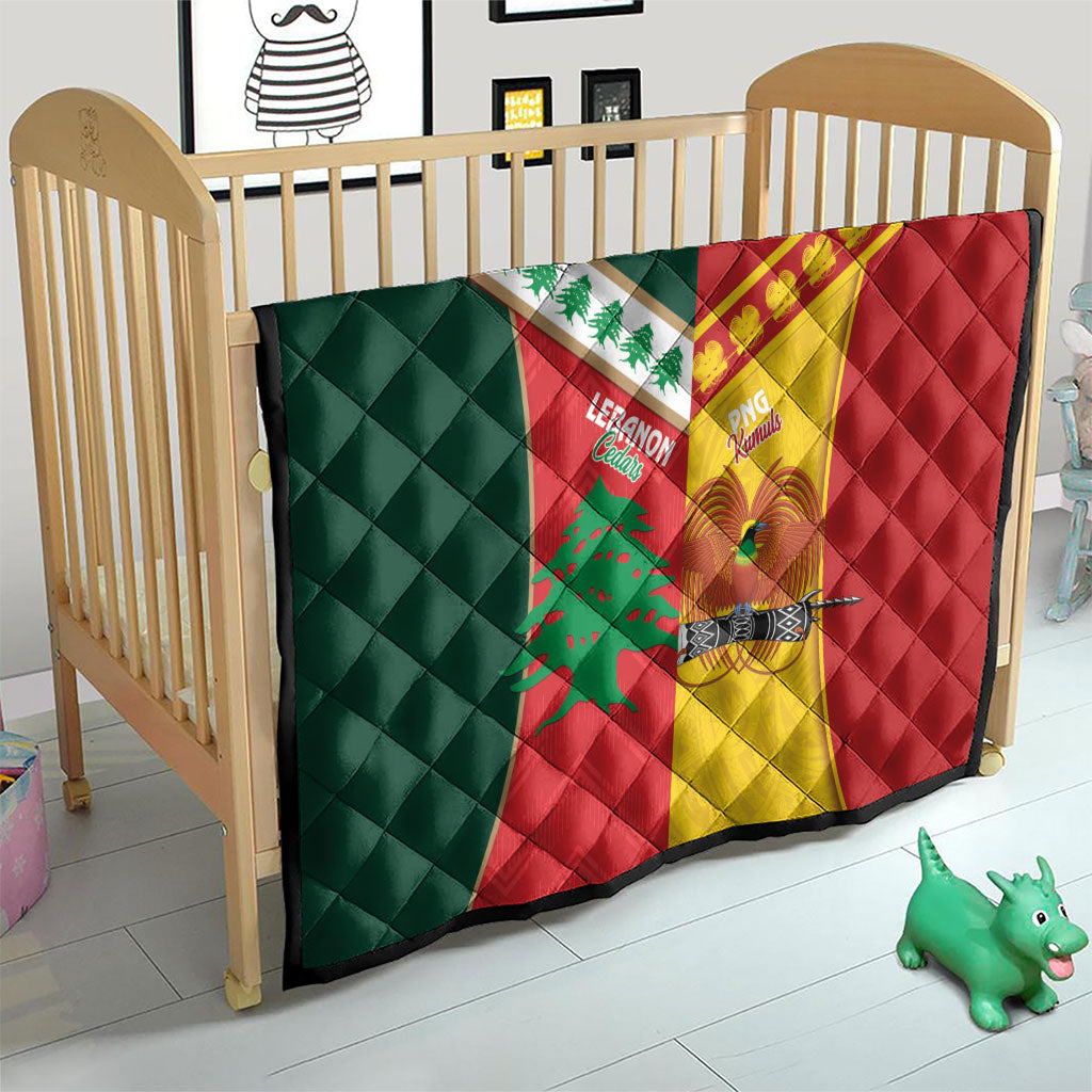 Rugby Papua New Guinea and Lebanon Quilt PNG Kumuls Cedars Together