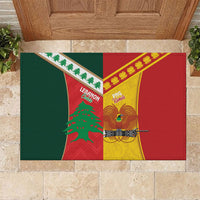 Rugby Papua New Guinea and Lebanon Rubber Doormat PNG Kumuls Cedars Together
