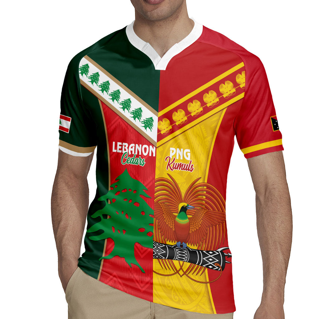 Custom Rugby Papua New Guinea and Lebanon Rugby Jersey PNG Kumuls Cedars Together