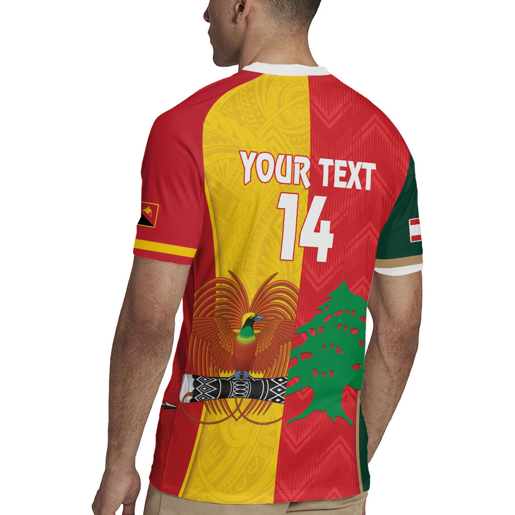 Custom Rugby Papua New Guinea and Lebanon Rugby Jersey PNG Kumuls Cedars Together