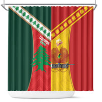 Rugby Papua New Guinea and Lebanon Shower Curtain PNG Kumuls Cedars Together
