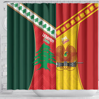 Rugby Papua New Guinea and Lebanon Shower Curtain PNG Kumuls Cedars Together