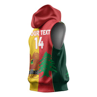 Custom Rugby Papua New Guinea and Lebanon Sleeveless Hoodie PNG Kumuls Cedars Together